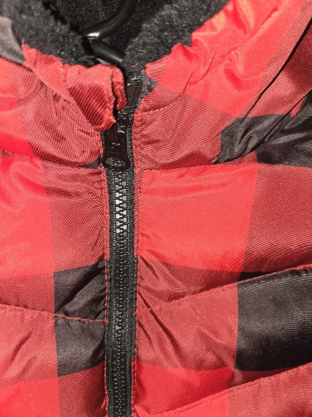Swiss Tech Red & Black Buffalo Plaid Kids Puffer Jacket